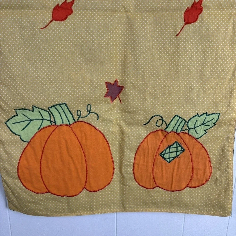 Handmade Snowman Holiday Reversible‎ Fall Pumpkins Table Runner Appliqué 59
